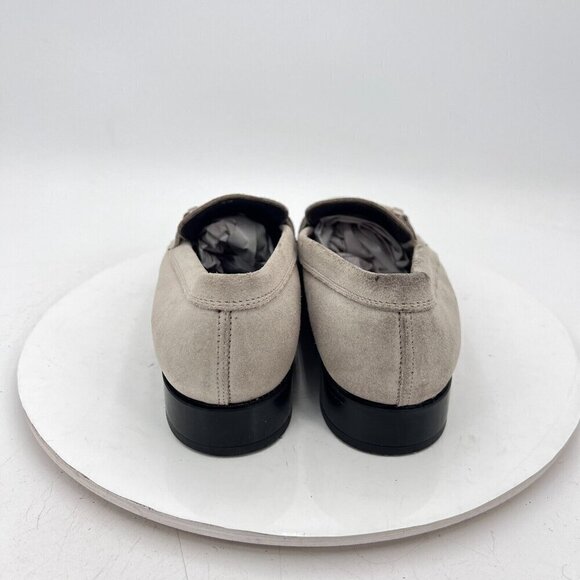 Tod's Women Size EU 38.5 US 8.5 Light Grey Suede Penny Loafer Low Heel Shoes - Picture 6 of 13